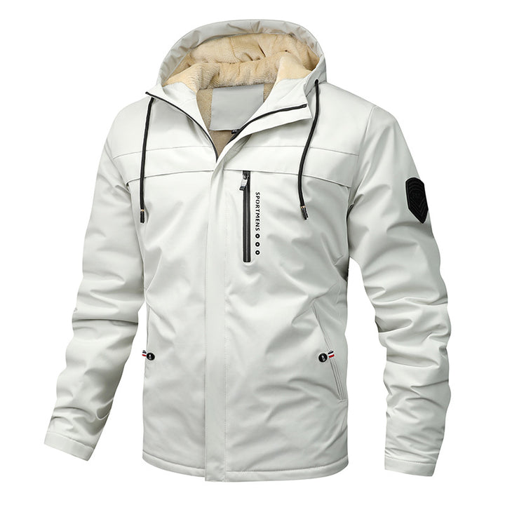 Men's windproof softshell jacket with adjustable hood, fleece inner lining and concealed zipper pockets Mune Fashion
