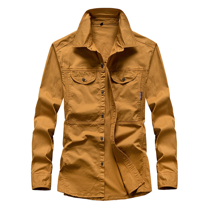 Men's Lightweight Canvas Field Shirt with Chest Pockets and Shirt Collar Mune Fashion
