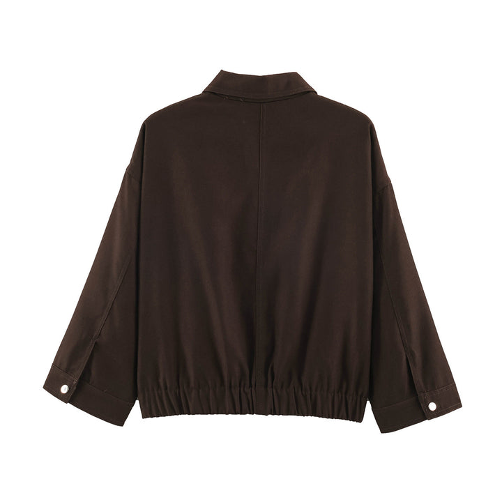 Women's Boxy Short Blouson with Patch Pockets and Elastic Hem Drune