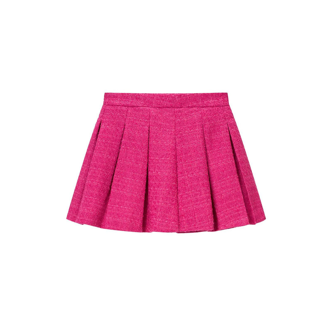 Women's Two-Piece Tweed Set with Short Blazer and Pleated Mini Skirt Mune Fashion