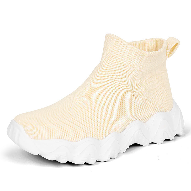 Women's nano elastic knitted sock shoe with ergonomic wave platform sole Mune Fashion