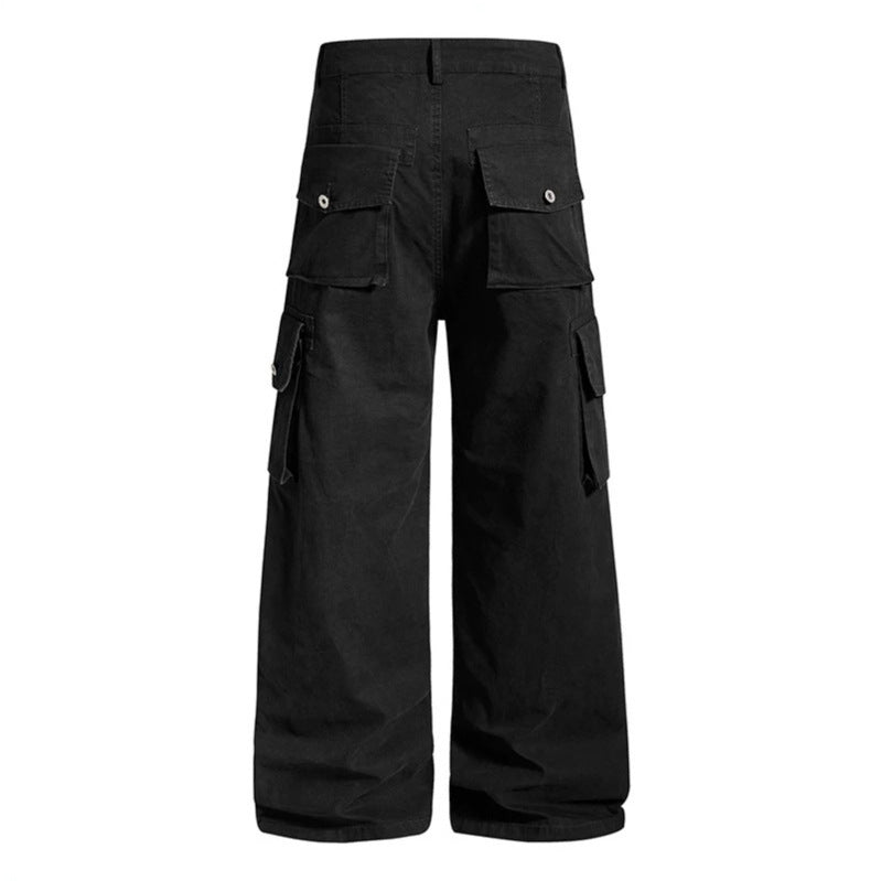 Women's Wide Cargo Culotte Pants in Vintage Wash with High Waist and Multiple Pockets Mune Fashion