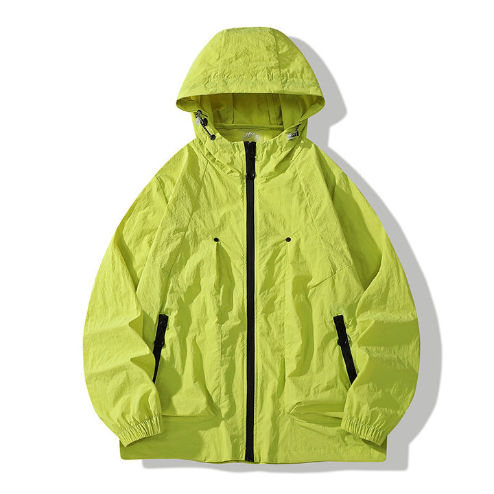 Men's Lightweight Windproof Hooded Ripstop Jacket with Zipper Pockets & Elastic Cuffs Mune Fashion
