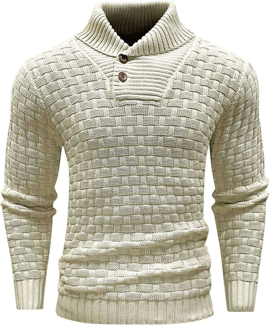 Men's structured knit sweater with high collar and decorative button placket Mune Fashion