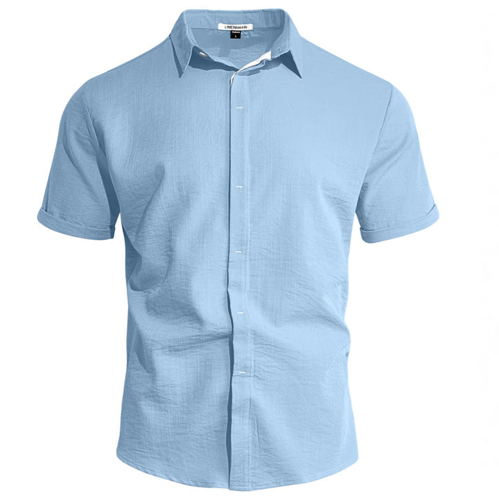 Men's breathable linen shirt with kent collar and rolled-up sleeves Mune Fashion