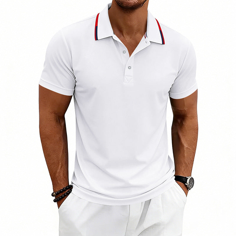 Men's tailored short-sleeve polo shirt with contrast collar made of breathable piqué Mune Fashion