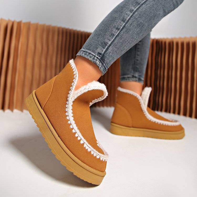 Women Insulated Moccasin Ankle Boots with Teddy Lining and Non-Slip Rubber Sole Mune Fashion