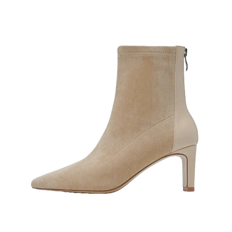 Women’s Stretch Ankle Boots with narrow toe and sculpted block heel Mune Fashion