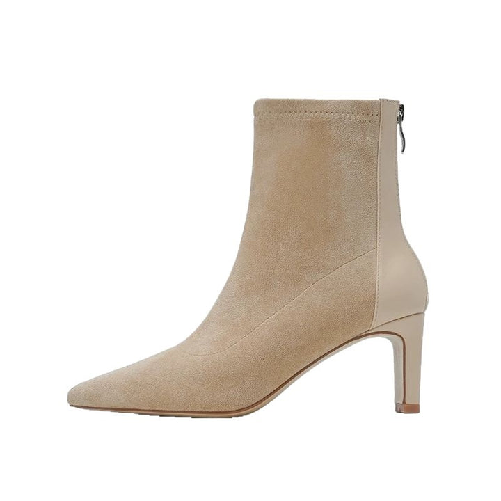 Women’s Stretch Ankle Boots with narrow toe and sculpted block heel Mune Fashion