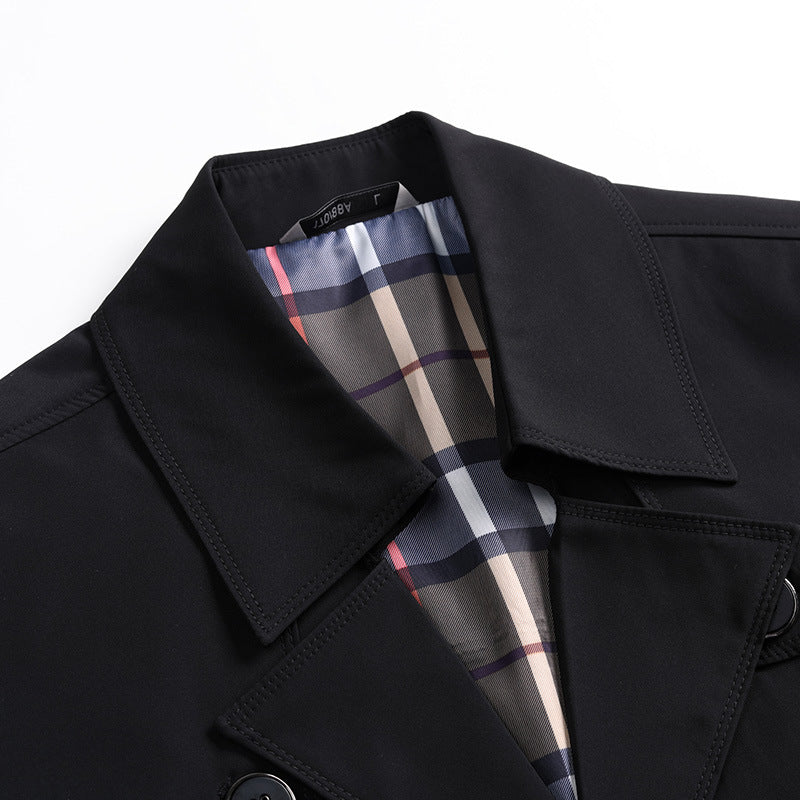 Men Elegant Slim-Fit Trench Coat with Classic Button Placket and Adjustable Cuffs Mune Fashion