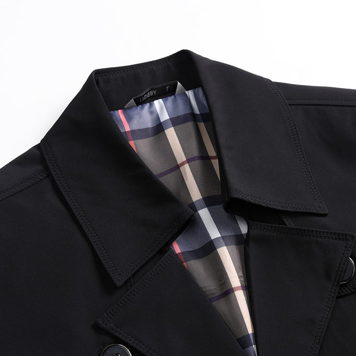 Men Elegant Slim-Fit Trench Coat with Classic Button Placket and Adjustable Cuffs Mune Fashion