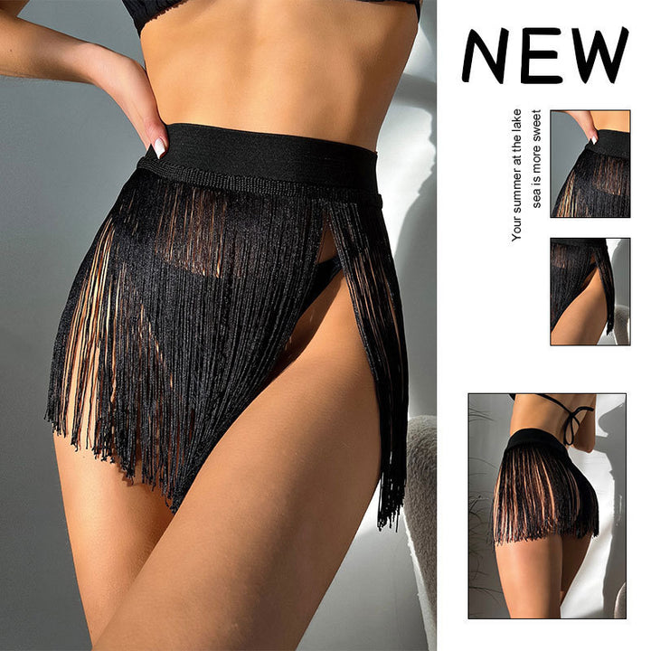 Women’s beach skirt with fringe and colorful decorative ribbon Mune Fashion