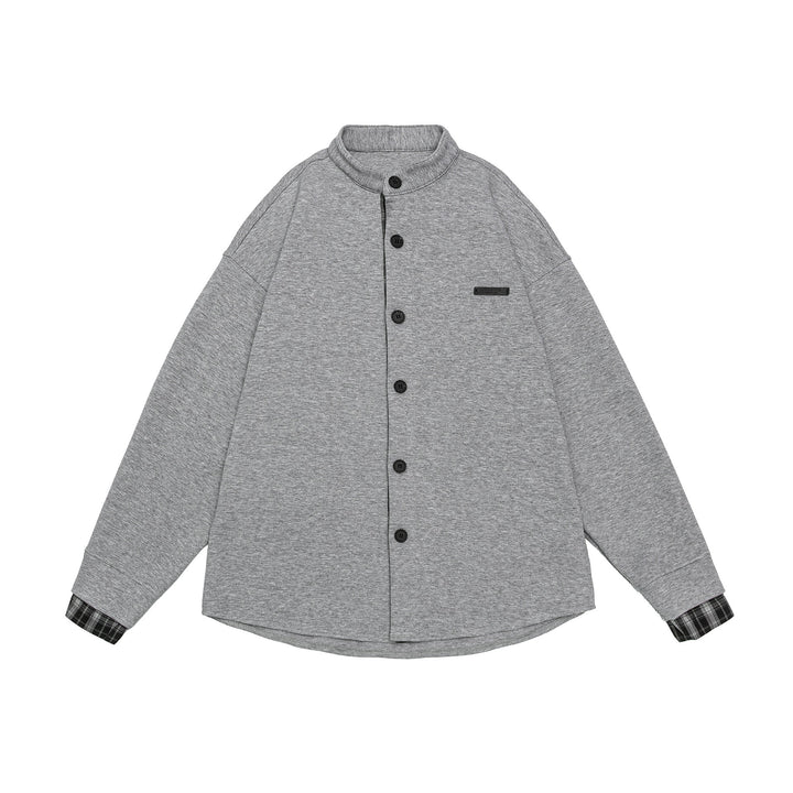 Unisex Oversized Sweat Jacket in Shirt Jacket Look with Stand-Up Collar Mune Fashion