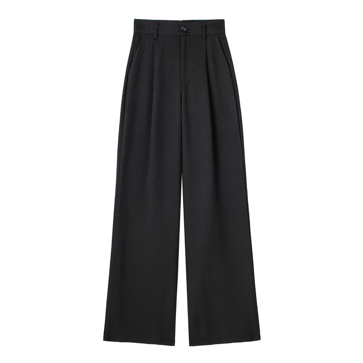 Women's Wide High Waist Pleated Trousers with Crease and Side Insertion Pockets Mune Fashion