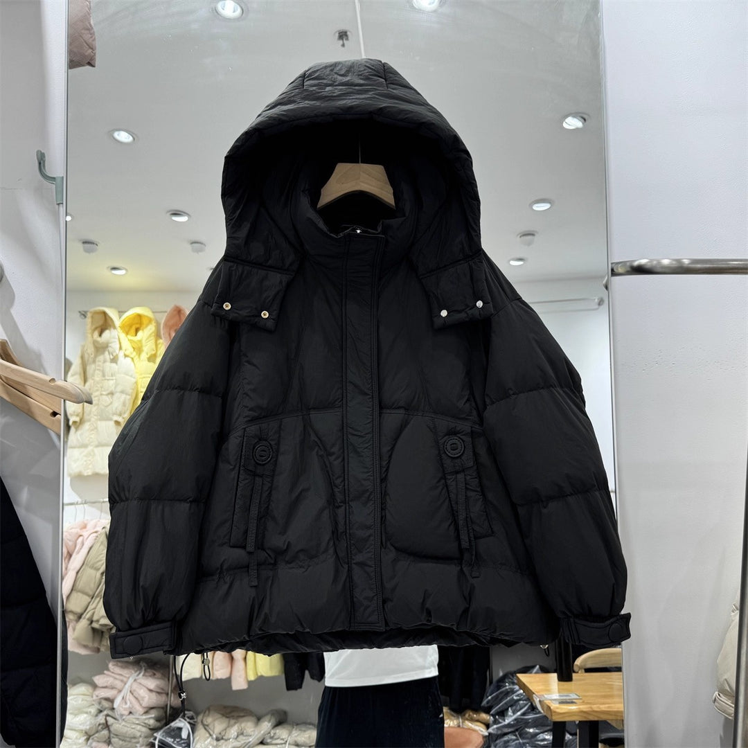 Women's Oversize Padded Jacket with Hood and High Collar Mune Fashion