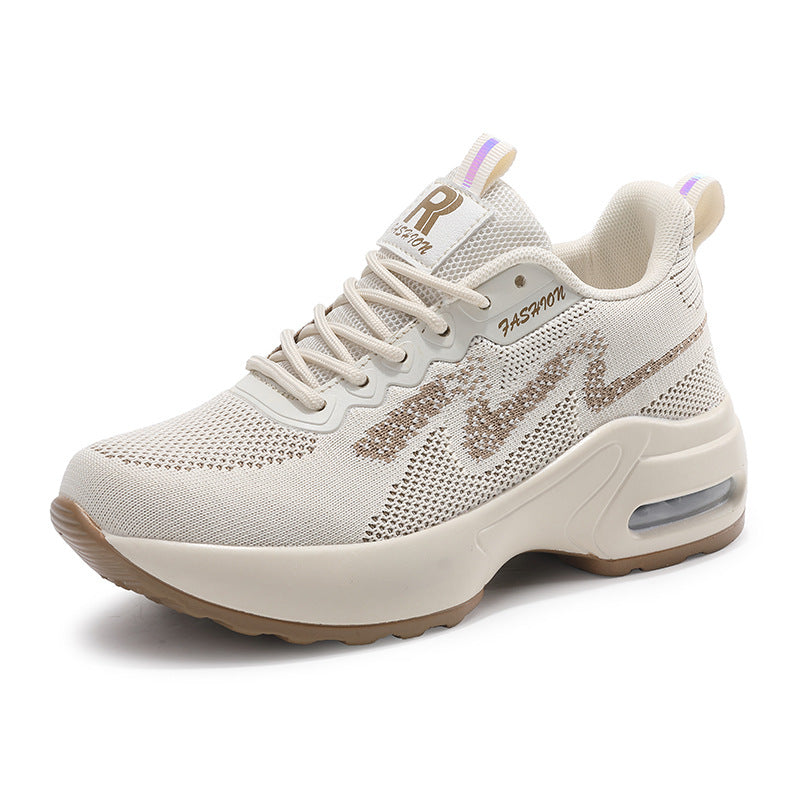 Women's fashionable knit fitness sneakers with ergonomic rocker sole and integrated cushioning chamber Mune Fashion