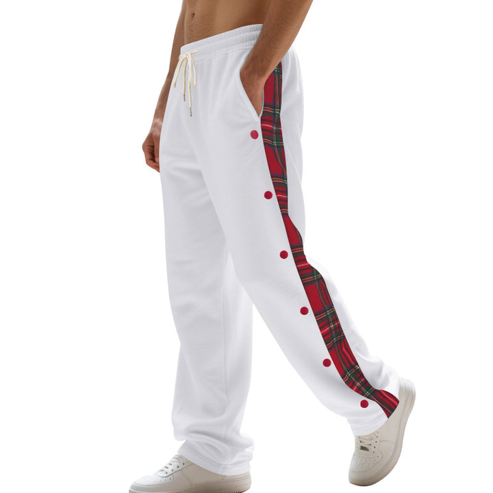 Men's oversized jogging pants with button placket and checkered side stripe Mune Fashion