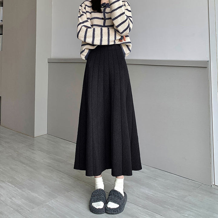 Women Wide Cut Knit Skirt Mune Fashion