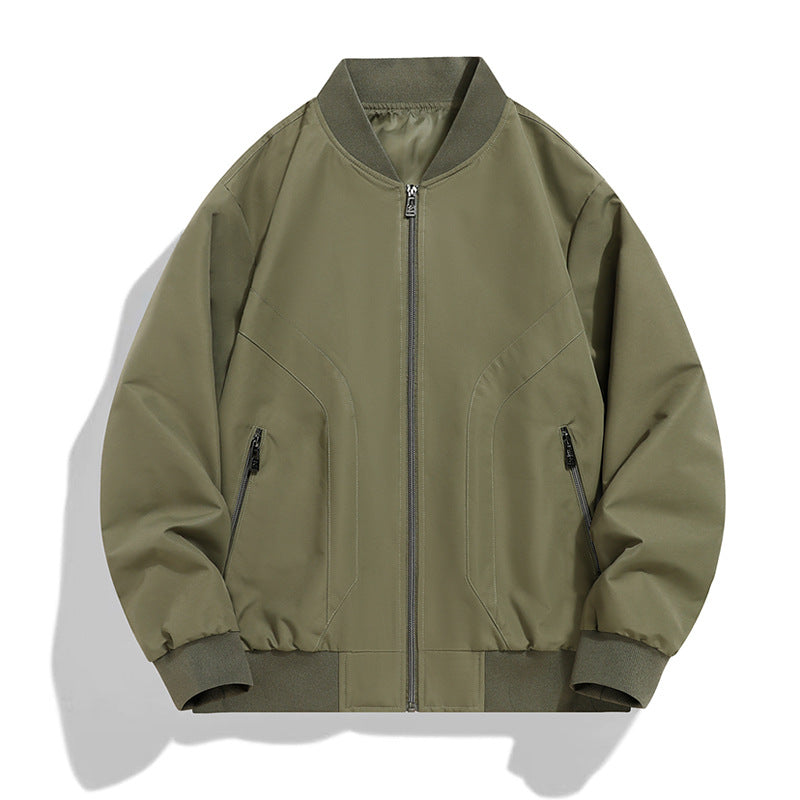 Men's Lightweight Windproof Bomber Jacket with Zipper, Ribbed Cuffs and Concealed Side Pockets Mune Fashion