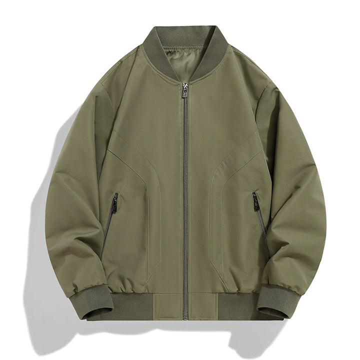 Men's Lightweight Windproof Bomber Jacket with Zipper, Ribbed Cuffs and Concealed Side Pockets Mune Fashion