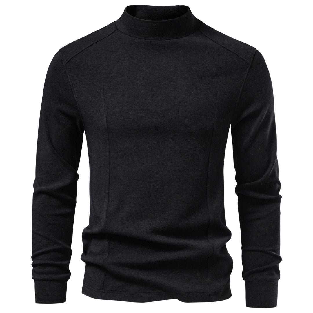 Men's Long Sleeve Sweatshirt with Narrow Standing Collar and Cotton Blend Mune Fashion
