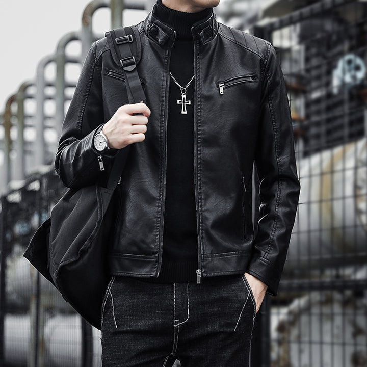 Men's Stylish Faux Leather Jacket with Warm Lining Mune Fashion