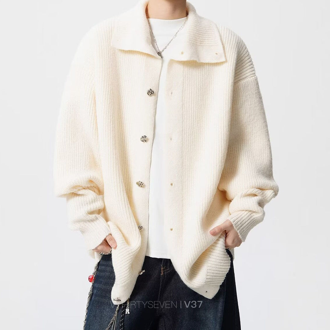 Unisex Oversized Cardigan with Button Placket Mune Fashion