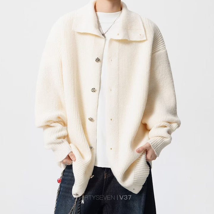 Unisex Oversized Cardigan with Button Placket Mune Fashion