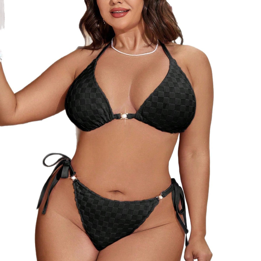 Women's triangle bikini with sophisticated knots and textured fabric Mune Fashion