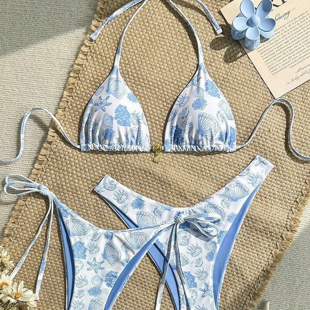 Women's high-quality triangle bikini with floral motifs Mune Fashion