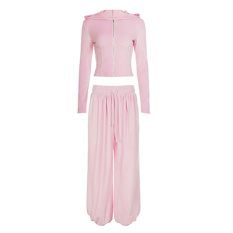 Women's loose lounge palazzo pants with elastic comfort waistband, drawstring, and balloon-shaped hem Mune Fashion
