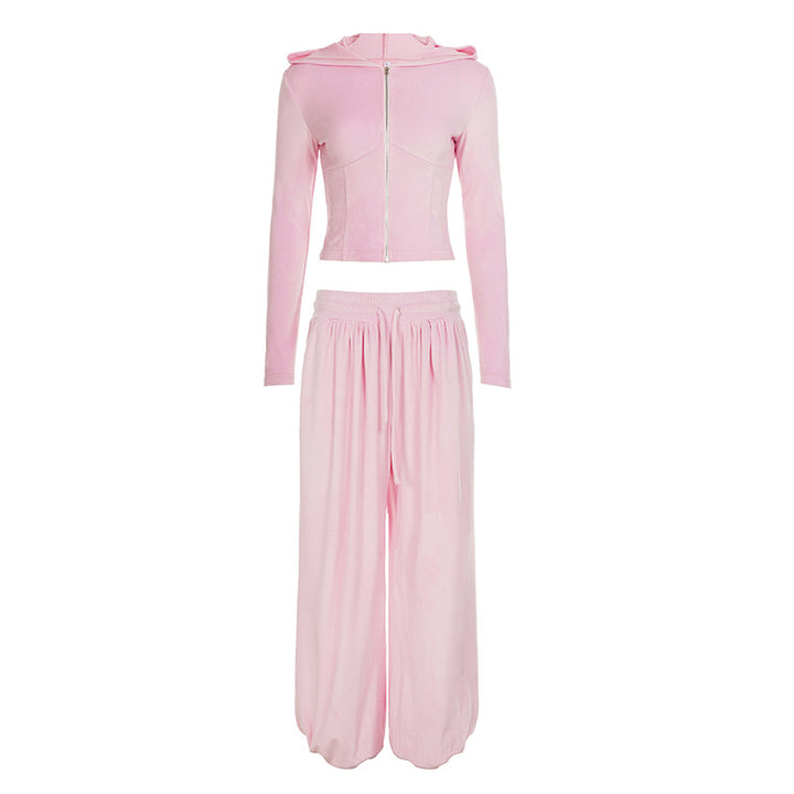 Women's loose lounge palazzo pants with elastic comfort waistband, drawstring, and balloon-shaped hem Mune Fashion