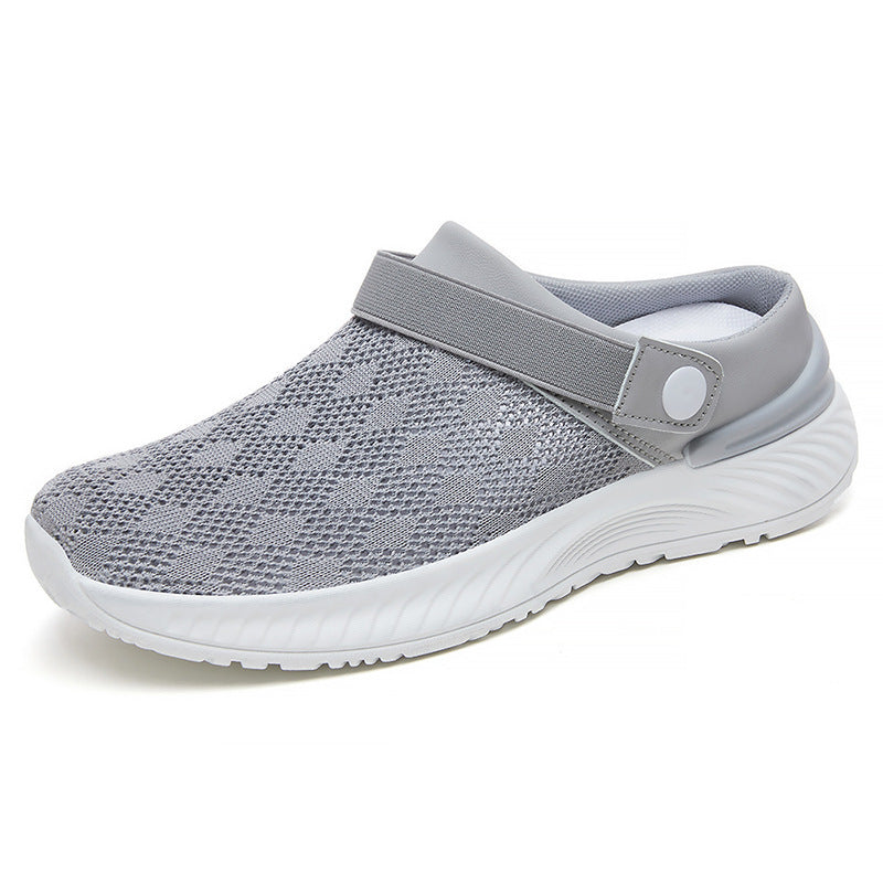 Women's breathable knit clog with adjustable heel strap and cushioned EVA platform sole Mune Fashion