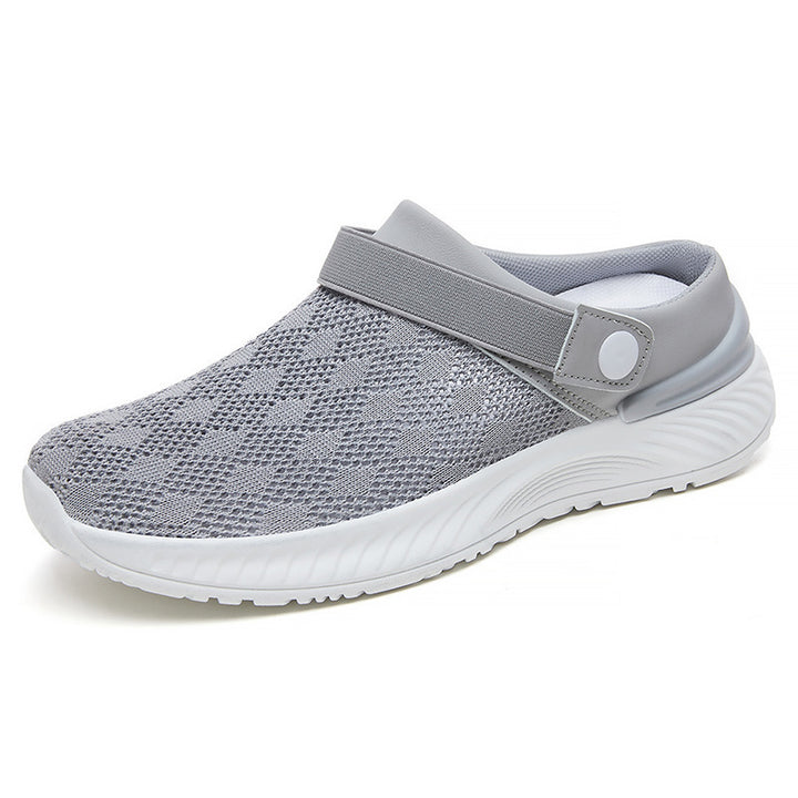 Women's breathable knit clog with adjustable heel strap and cushioned EVA platform sole Mune Fashion
