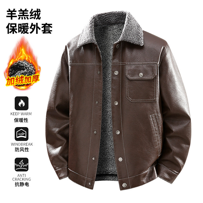 Men's Noble Faux Leather Jacket with Soft Teddy Lining Mune Fashion