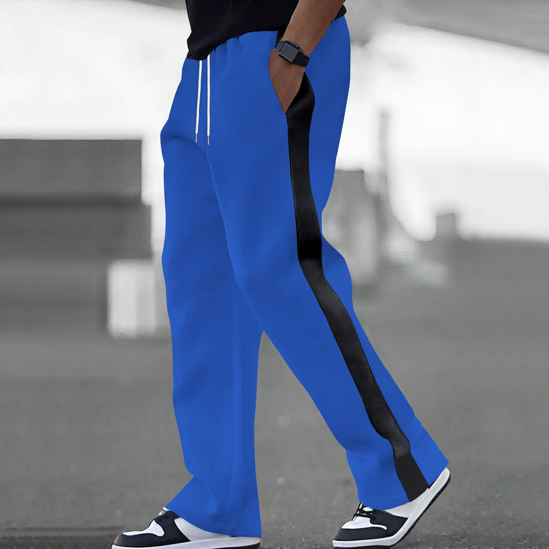 Men's wide track pants with contrast sides, drawstring, and ribbed waistband Mune Fashion