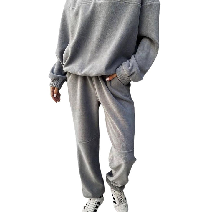 Women's Oversized Fleece Set with Henley Collar and Soft Jogging Pants Mune Fashion