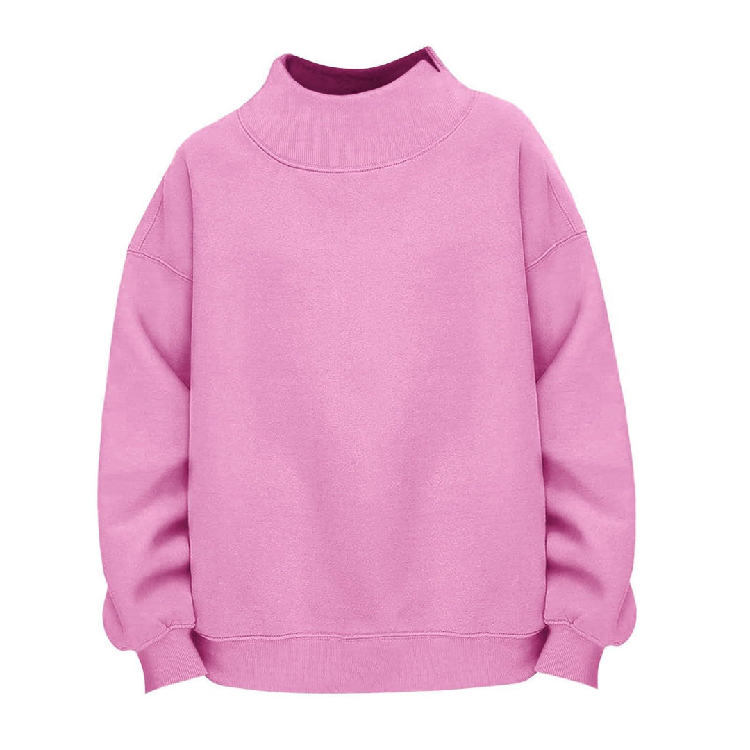 Women Casual Funnel-Neck Sweatshirt in Oversized Cut with Dropped Shoulder Mune Fashion