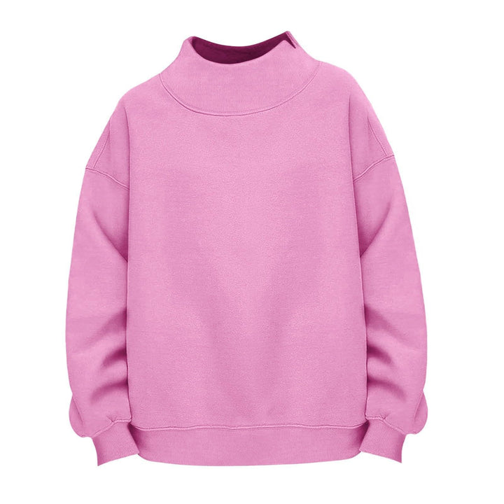 Women Casual Funnel-Neck Sweatshirt in Oversized Cut with Dropped Shoulder Mune Fashion