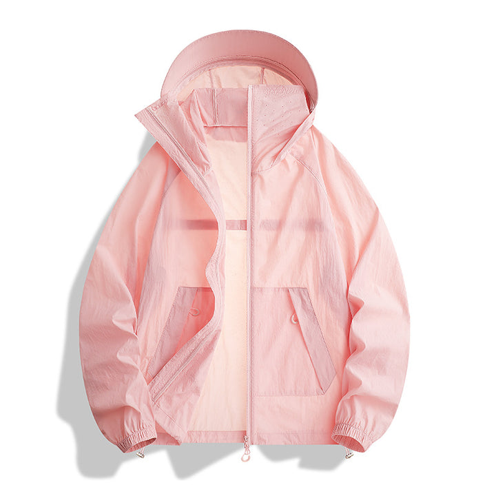 Men's lightweight wind and water-resistant hooded transitional jacket with adjustable hem drawstring and two-way zipper Mune Fashion