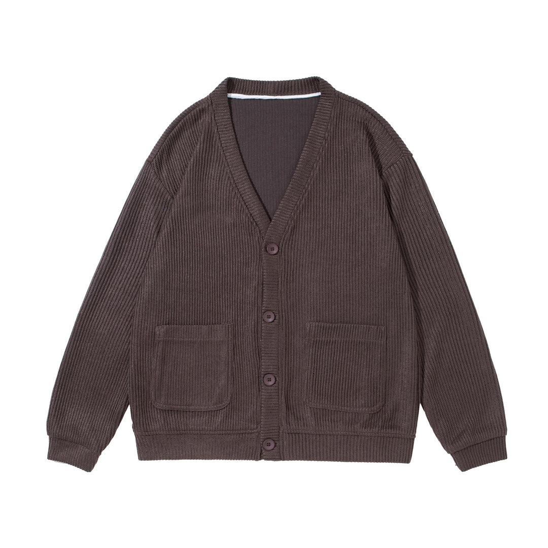 Unisex Structured Button Cardigan with V-Neck and Patch Pockets Mune Fashion