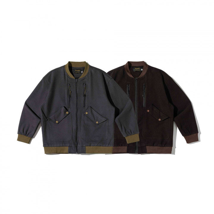 Unisex Oversize-Utilitarian Bomber Jacket with Flap Pockets, Vertical Zippers, and Ribbed Finishes Mune Fashion