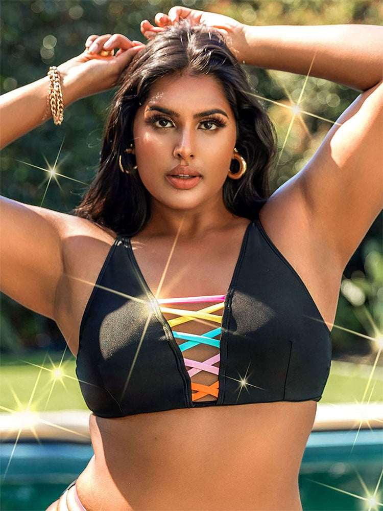 Women's bikini top with colorful lace-up design Mune Fashion