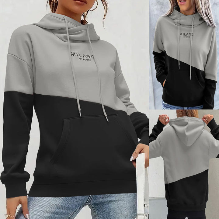 Women's hoodie with colorblock, kangaroo pocket, and oversized fit Mune Fashion