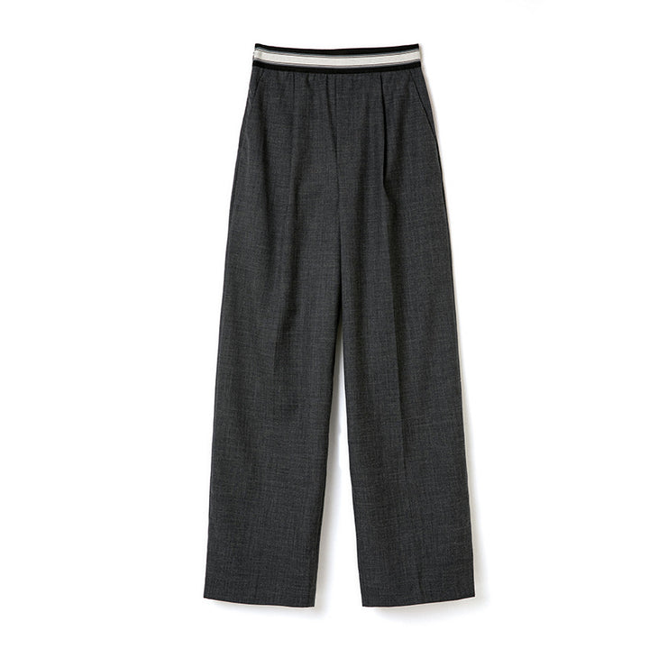Women's wide suit pants with sporty elastic waistband and pleats Mune Fashion