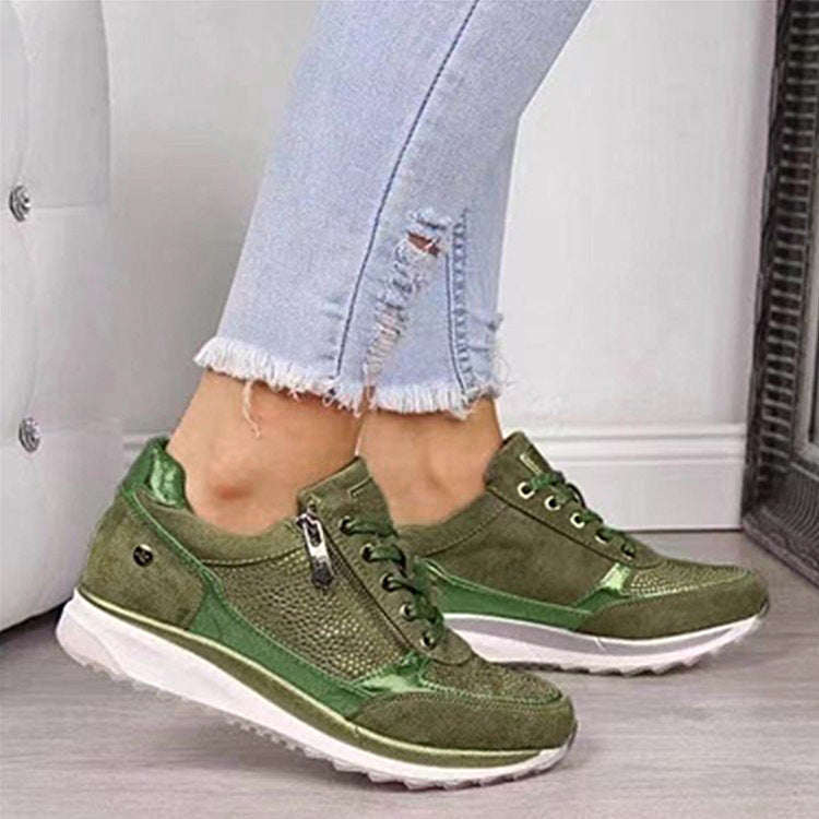 Women’s sneakers with wedge sole, zipper and metallic details Mune Fashion