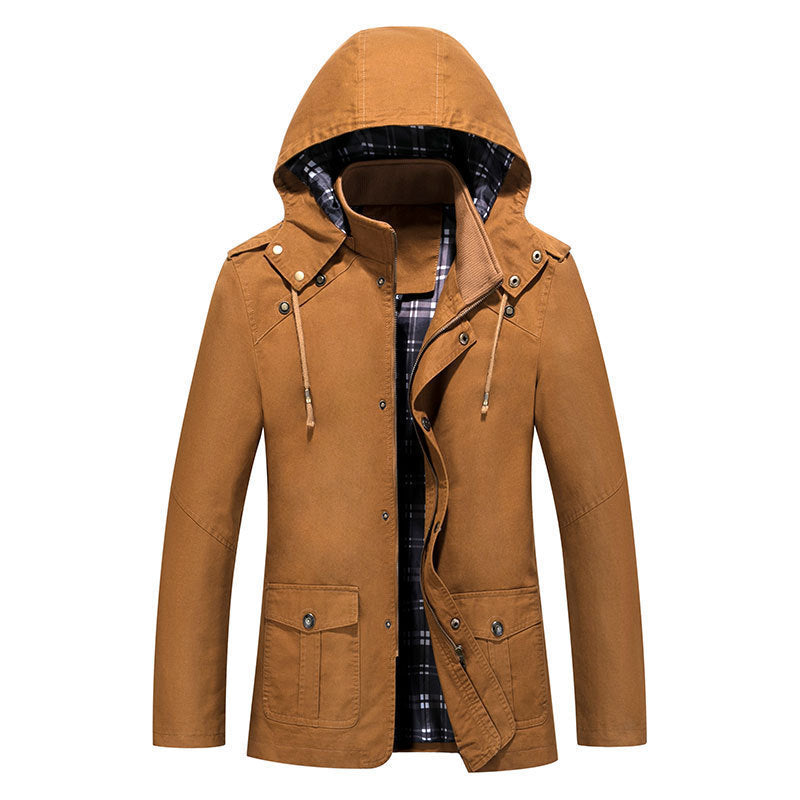 Men's Lightweight Hooded Parka with Checked Lining and Multi-Functional Pockets Mune Fashion
