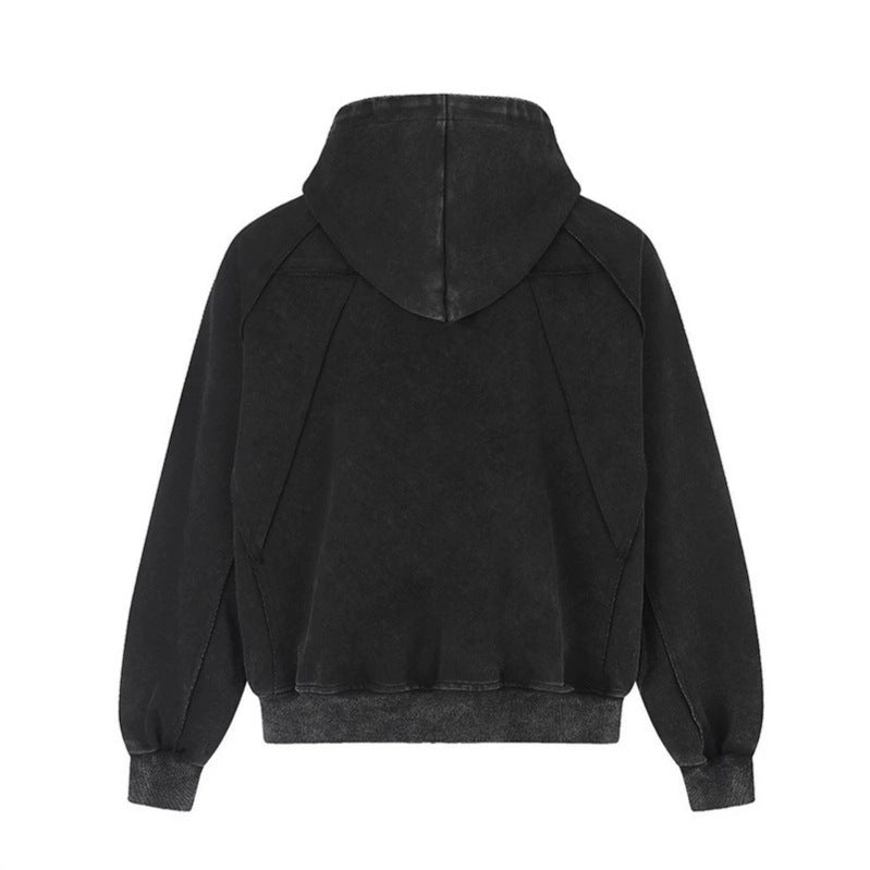 Women's oversized suede-look hooded zip jacket with raglan sleeves and chest zip pocket Mune Fashion