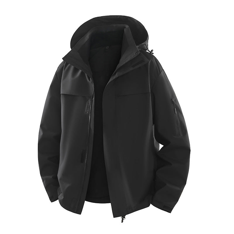 Men's Urban Softshell Outdoor Jacket with Hood, Concealed Zipper and Multiple Pockets Mune Fashion