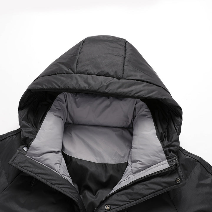 Men's Padded Hooded Jacket with Thermal Insulation and Stand-Up Collar Mune Fashion
